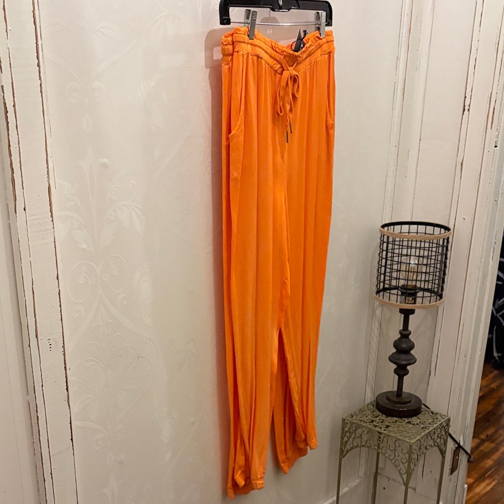 Vibrant Orange jogger Pants for Women Italy NWT S/M, L/XL